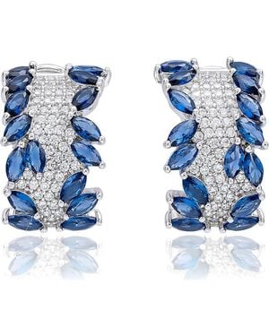 Suzy Levian Cubic Zirconia Huggie Hoop Earrings - Blue