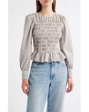 Rails Tabi Smocked Peplum Top - Blue