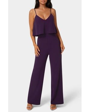 Bebe Ruffle Overlay Wide Leg Jumpsuit - Purple