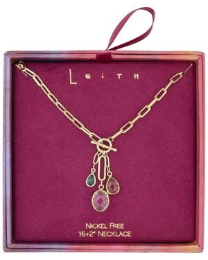 Leith Glass Pendant Toggle Necklace - Purple