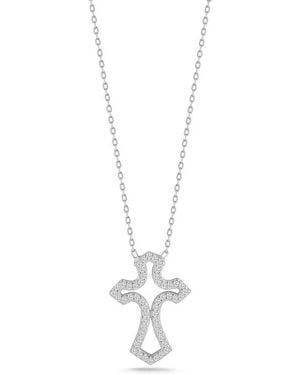Sphera Milano Cubic Zirconia Open Cross Pendant Necklace - White
