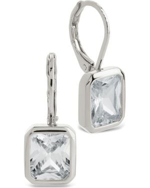 Sterling Forever Everleigh Emerald-Cut Cubic Zirconia Lever Back Earrings - White
