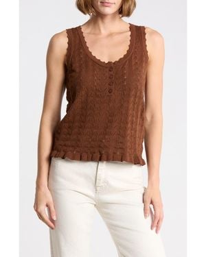 DR2 by Daniel Rainn U-Neck Pointelle Sweater Tank - Brown