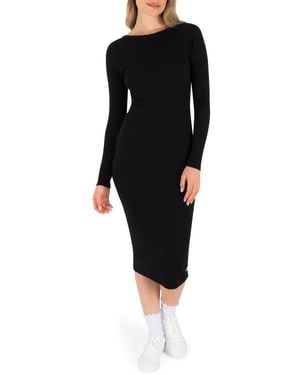 Hurley Just A Girl Long Sleeve Knit Midi Dress - Black