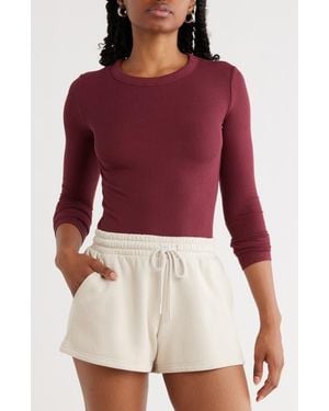 Abound Long Sleeve Rib Knit T-Shirt - Red