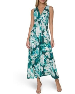 Calvin Klein Twist Front Jersey Maxi Dress - Green