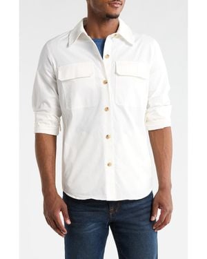 Vince Washed Cotton Blend Shirt Jacket - White
