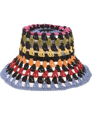 KARL LAGERFELD Kolorful Karl Crochet Bucket Hat - Red