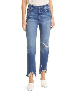 Jonathan Simkhai River High Waist Distressed Straight Leg Jeans - Blue