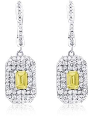 Suzy Levian Cubic Zirconia Drop Earrings - White