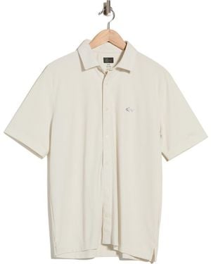 Greg Norman Stretch Piqué Button Front Shirt - White