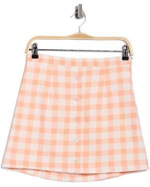 French Connection Buffalo Check Button Front Skirt - Pink