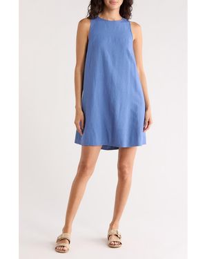 Madewell Linen Blend Shift Minidress - Blue