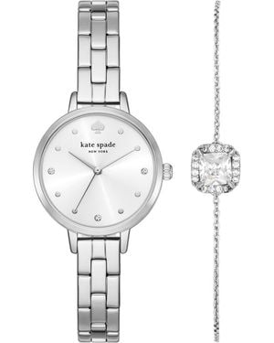 Kate Spade Metro Three-Hand Quartz Bracelet Watch & Bracelet Set - Metallic