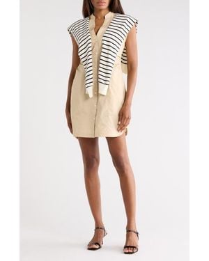 10 Crosby Derek Lam Lottie Mixed Media Dress - Natural