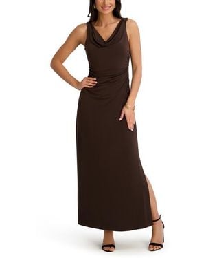 Kensie Cowl Neck Midi Sundress - Brown