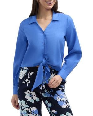 Ellen Tracy Tie Front Shirt - Blue