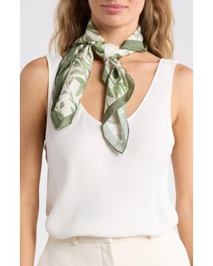 Ted Baker Floral Silk Twill Square Scarf - White