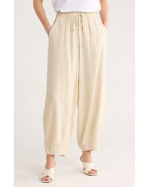 Max Studio Harem Linen Blend Pants - Natural