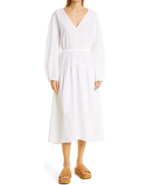 Vince Cutout Long Sleeve Cotton Dress - White