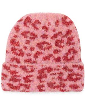 BCBGeneration Cozy Leopard Beanie - Red