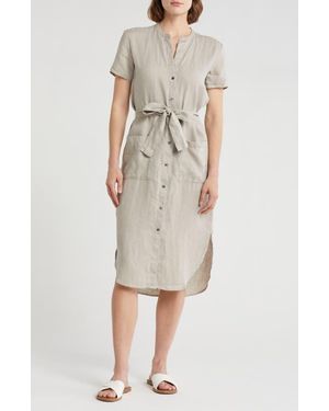 James Perse Elongated Tie Waist Shirtdress - Natural