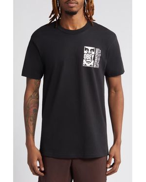 Obey Icon Cotton Graphic T-Shirt - Black