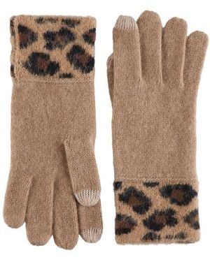 Bruno Magli Cashmere Leopard Gloves - Brown