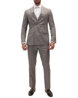 Ron Tomson Double Breasted Suit - Gray