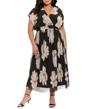 London Times Empire Waist A-Line Midi Dress - Black