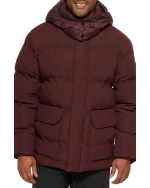 DKNY Hooded Puffer Jacket - Red