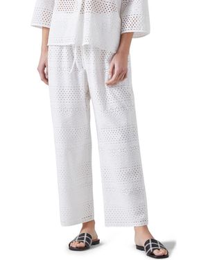 LK Bennett Edie Broderie Straight Leg Pants - White