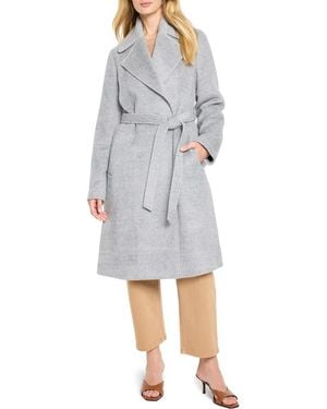 NIC+ZOE Wool Blend Belted Wrap Coat - Gray
