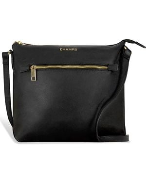 CHAMPS Leather Crossbody Bag - Black