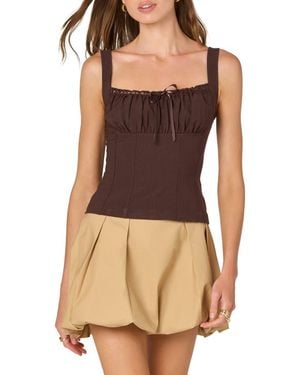 Astr Lace Trim Milkmaid Top - Brown