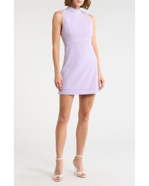 Alice + Olivia Victoria Mock Neck Sleeveless Fit & Flare Dress - Purple