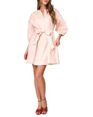 Gibsonlook Ambition Belted Cotton Shirtdress - Pink