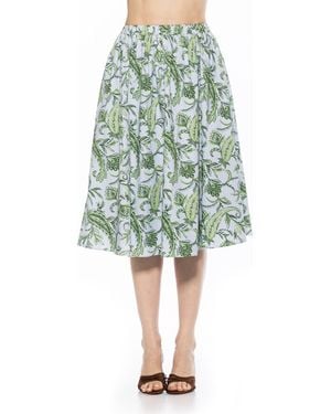Alexia Admor Isla Flared Cotton Blend Midi Skirt - Blue