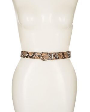 Linea Pelle Snakeskin Printed Keeper Belt - White