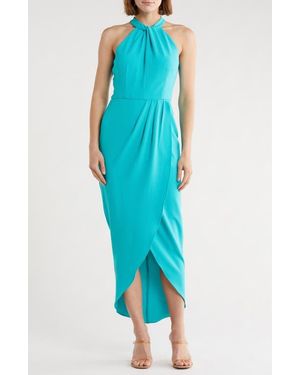 Julia Jordan Knot Neck Halter Dress - Blue