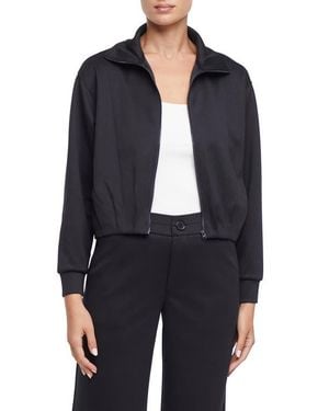 Three Dots Bubble Hem Full Zip Jacket - Blue