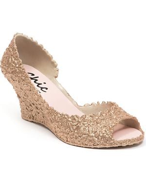 Chic by Lady Couture Peep-Toe Wedge - Metallic