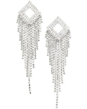 Natasha Couture Cubic Zirconia Crystal Fringe Drop Earrings - White