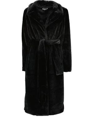 Noize Jolene Faux Fur Wrap Coat - Black