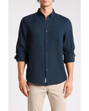 Original Penguin Long Sleeve Dobby Texture Button-Up Shirt - Blue