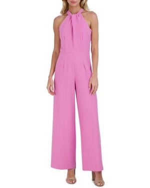 Julia Jordan Halter Neck Wide Leg Jumpsuit - Pink