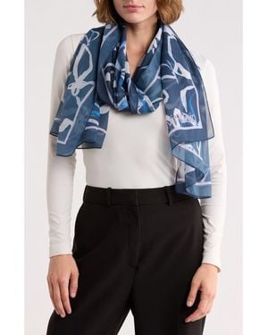 Calvin Klein Floral Chiffon Scarf - Blue