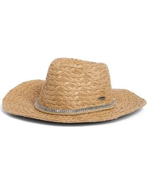 Steve Madden Rhinestone Trim Western Hat - Natural