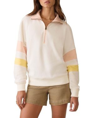 Faherty Beach Quarter Zip Fleece Pullover - White