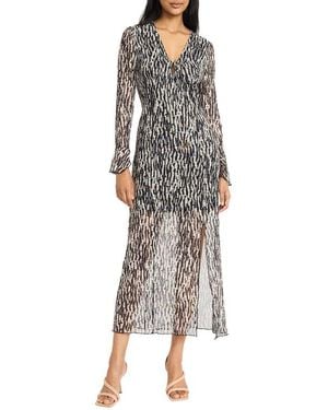 Donna Morgan Long Sleeve Midi Sheath Dress - Gray